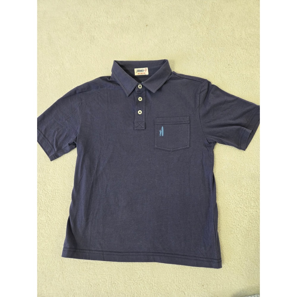 Johnnie-O Boys Navy Blue Short Sleeve Cotton Jersey Polo Shirt Size 8
